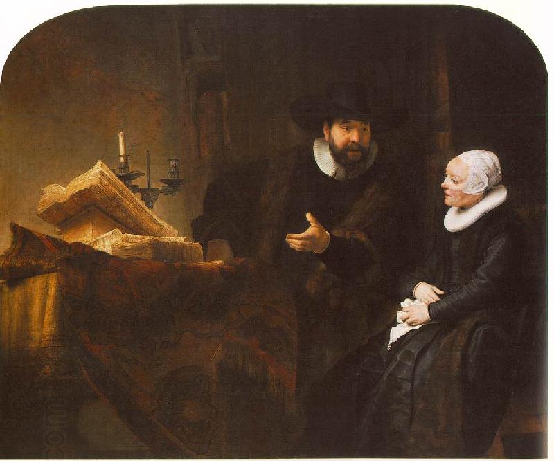 REMBRANDT Harmenszoon van Rijn The Mennonite Minister Cornelis Claesz. Anslo in Conversation with his Wife, Aaltje D China oil painting art